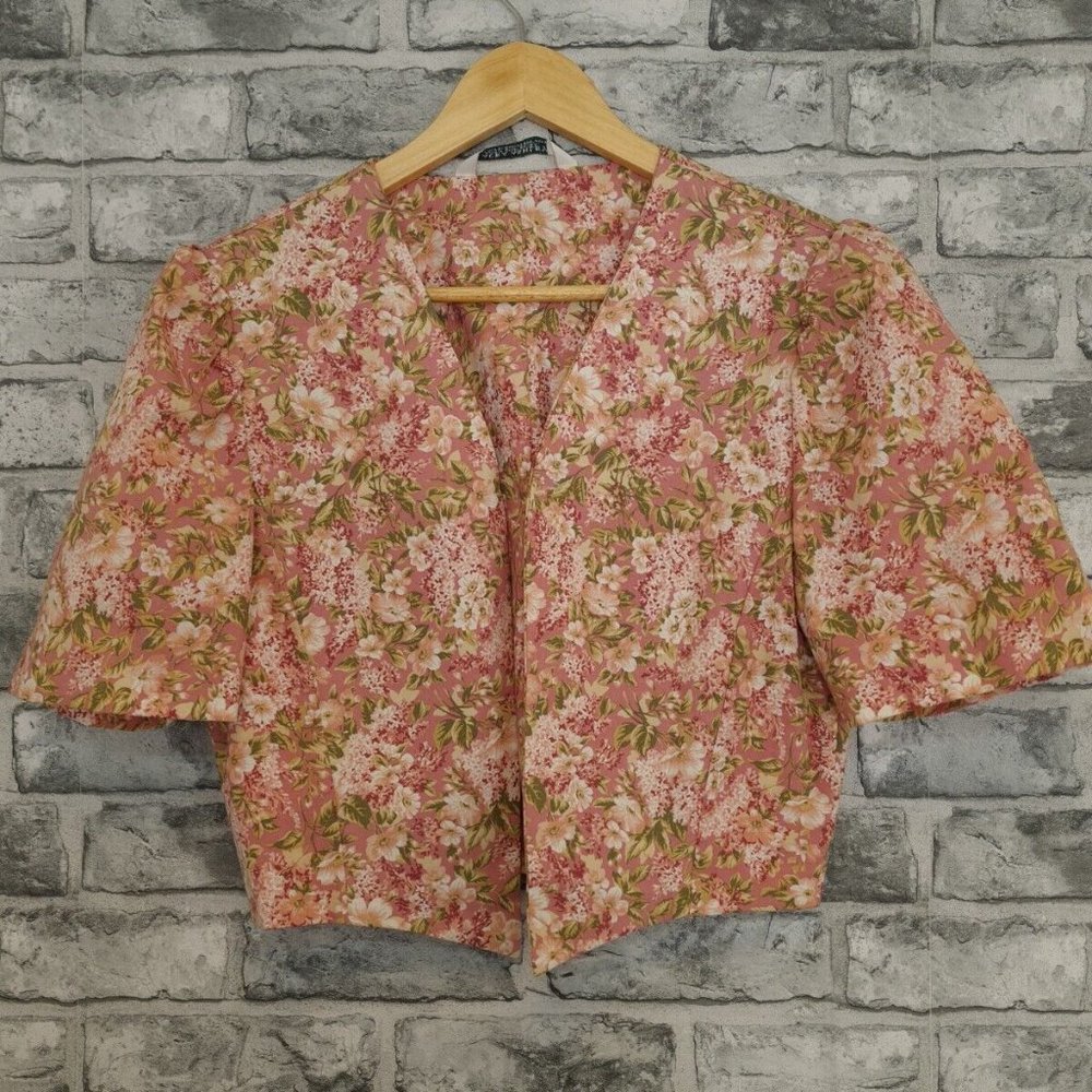 Vintage Laura Ashley Dress & Jacket Size 10 12 Floral Pink Cotton STUNNING - Picture 6 of 16